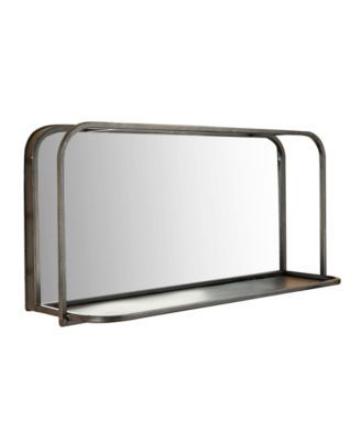 Rectangle Accent Mirror with Metal Frame Shelf