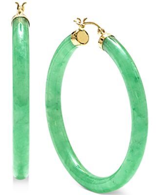 Dyed Jade (45mm) Medium Hoop Earrings in 14k Gold-Plated Sterling Silver, 1.77"