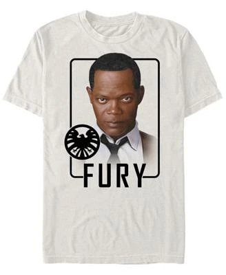 Marvel Men's Captain Nick Fury Id Portrait, Short Sleeve T-shirt