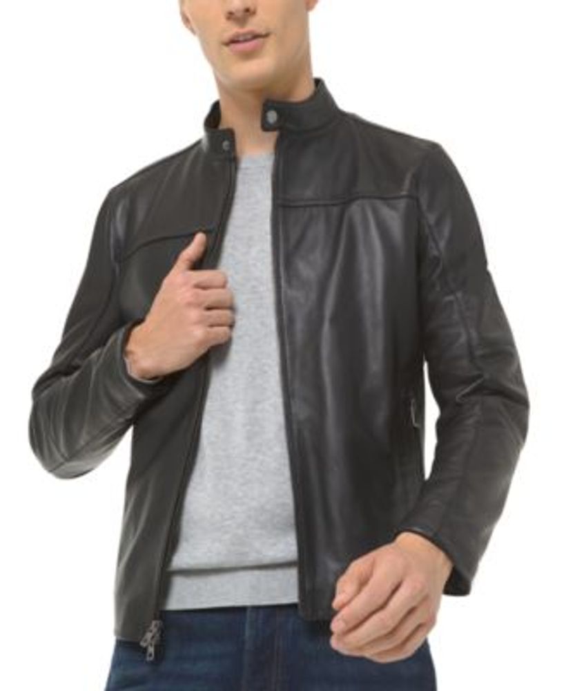 Michael Kors Men's Leather Racer Jacket, Created for Macy's | Foxvalley Mall