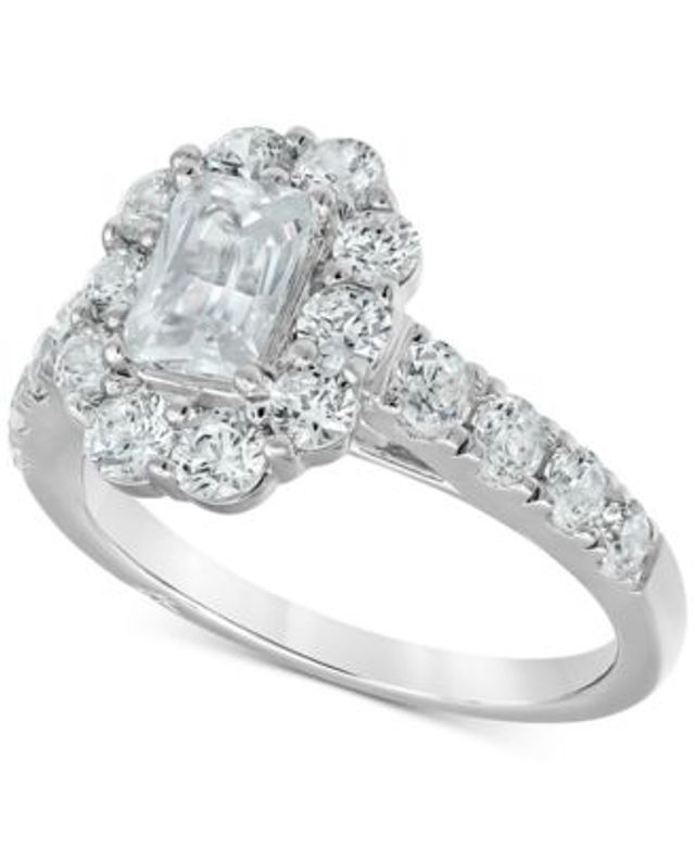 Marchesa Certified Emerald-Cut Halo Diamond Bridal Set (3 ct. 18k  White Gold, Created for Macy's Foxvalley Mall