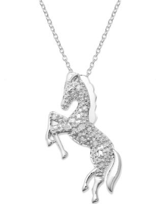 Diamond Horse Pendant Necklace in Sterling Silver  (1/10 ct. t.w.)