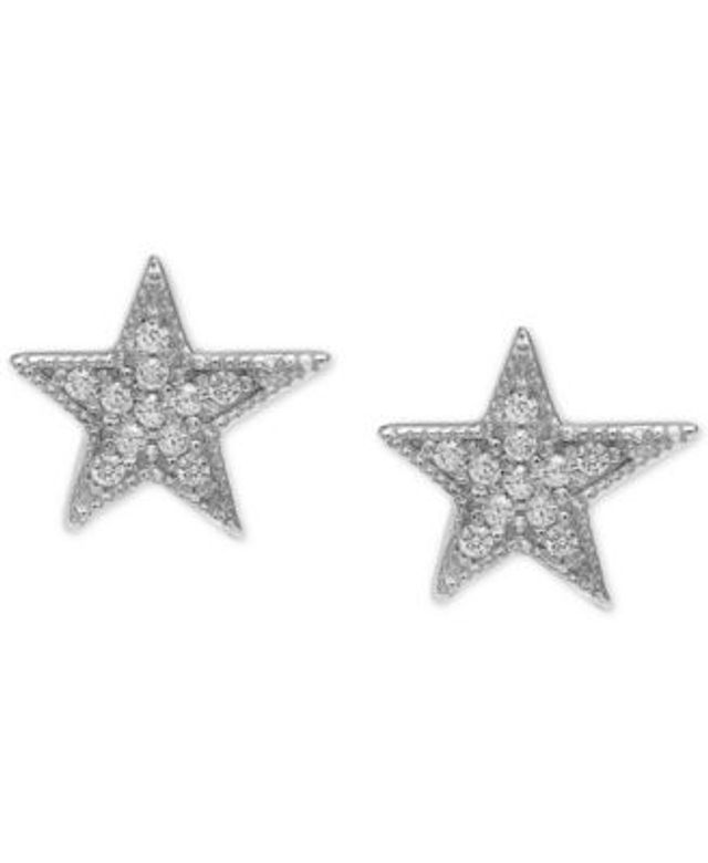 Giani Bernini Cubic Zirconia Baguette Cross Stud Earrings in Sterling  Silver, Created for Macy's