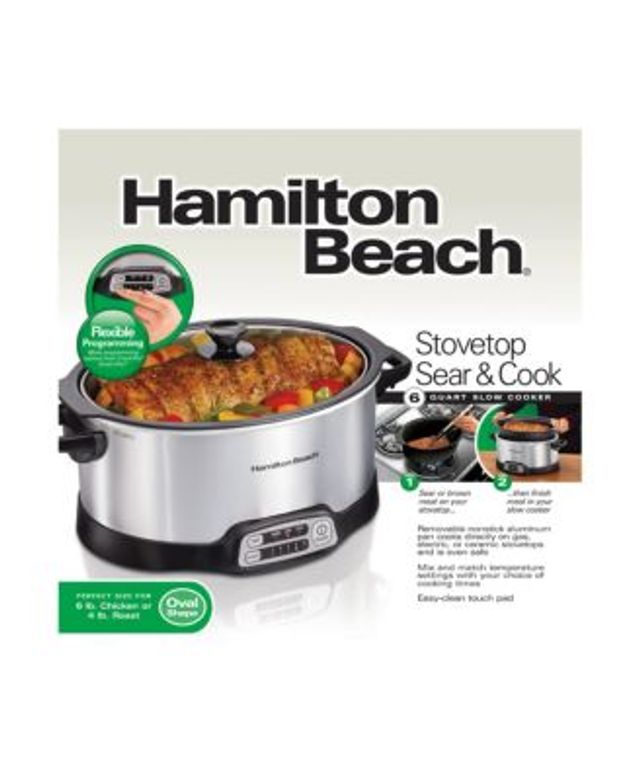 Hamilton Beach - Sear & Cook Stockpot 10 Quart Slow Cooker - Silver