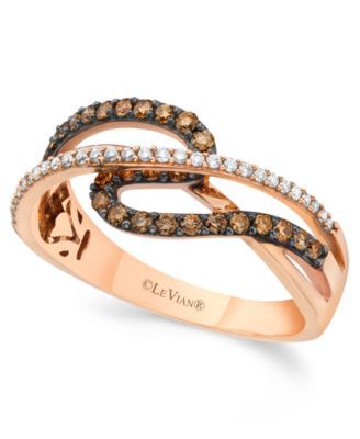 Chocolate by Petite and White Diamond (3/8 ct. t.w.) Ring 14k Rose Gold