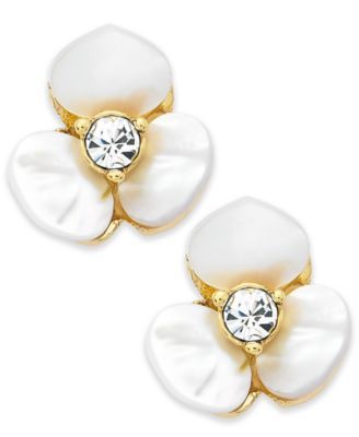  Earrings, Gold-Tone Cream Disco Pansy Flower Stud Earrings