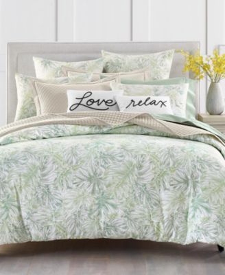 Printed Leaves 300-Thread Count Queen Comforter Set, Created for Macy's