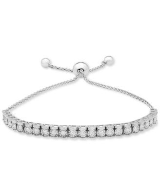Diamond Row Bolo Bracelet (3/4 ct. t.w.) Sterling Silver, 14k Gold-plated Silver or Rose