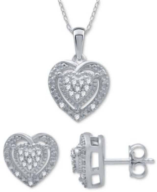 2-Pc. Set Cubic Zirconia Love Knot Pendant Necklace & Matching Stud  Earrings in Sterling Silver, Created for Macy's