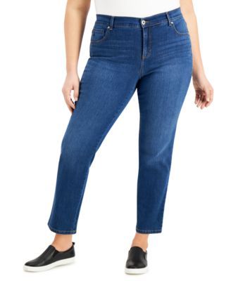 Plus High-Rise Straight Jeans