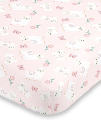 Infant Girl's Sweet Llama and Butterflies Super Soft Fitted Crib Sheet