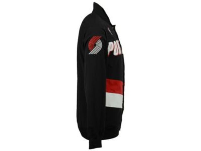 Men's Portland Trail Blazers Black Mitchell & Ness Hardwood Classics 75th Anniversary Authentic Warmup Full-Snap Jacket Size: Large