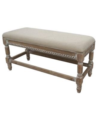 Moultrie Linen and Fir Wood Upholstered Bench