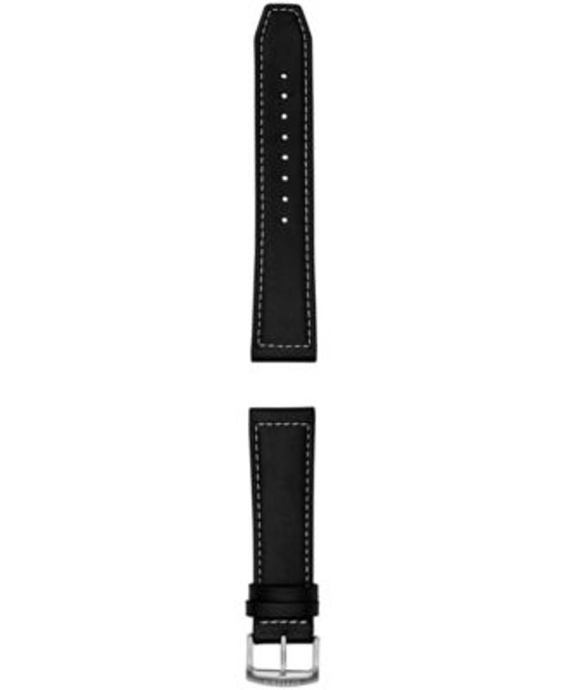 Men's CZ Smart Black Leather Smart Watch Strap