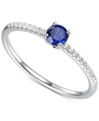 Sapphire (1/3 ct. t.w.) & Diamond (1/10 Ring Sterling Silver (Also Ruby Emerald)