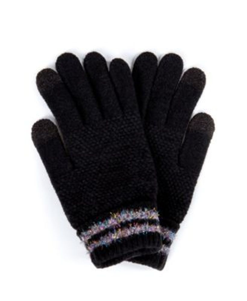 Striped Cuff Touchscreen Glove with Cozy Lining