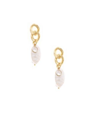Small Drop Chain Earrings with Pearls
