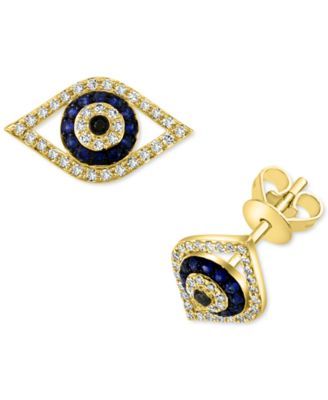 EFFY® Sapphire (1/6 ct. t.w.) & Diamond (1/5 Evil Eye Stud Earrings