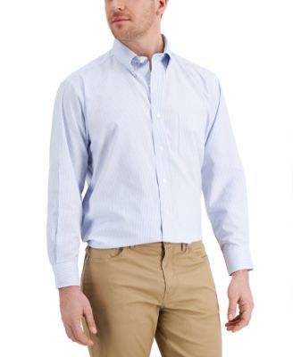 Men's Regular Fit Cotton University Stripe Dress Shirt, Created for Macy's