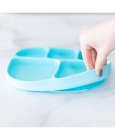 Bumkins Silicone Grip Dish + Stretch Lid Set 5 Section - Gray