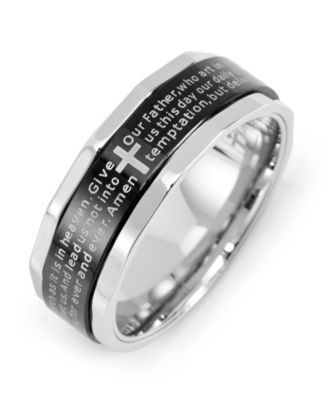 Men's Stainless Steel Lord's Prayer Spinner Ring