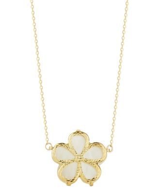 Mother-of-Pearl Flower 18" Pendant Necklace in 14k Gold