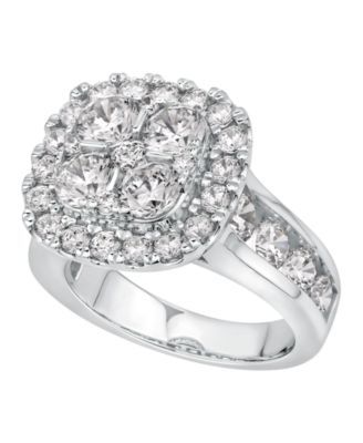 Diamond Cushion Halo Cluster Engagement Ring (4 ct. t.w.) in 14k White Gold