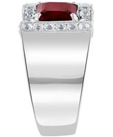EFFY® Men's Rhodolite Garnet (3 ct. t.w.) & White Sapphire (1-3/8 ct. t.w.) Ring in Sterling Silver