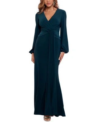 Petite Draped V-Neck Gown