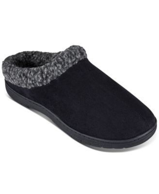 Men's Faux-Suede Clog Slippers with Fleece Collar
