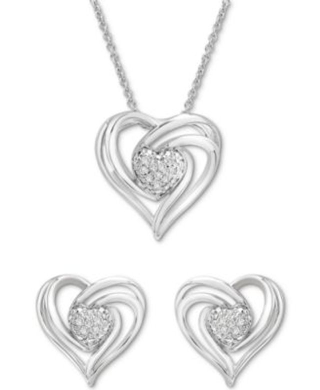 Giani Bernini 2-pc. Set Cubic Zirconia Cross Pendant Necklace & Matching Stud Earrings in Sterling Silver, Created for Macy's - Sterling Silver