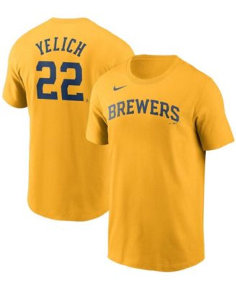 Youth Milwaukee Brewers Christian Yelich Majestic Navy Name & Number T-Shirt