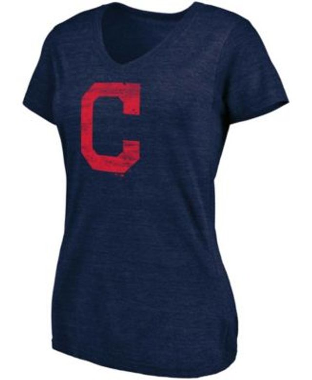 Women's Cleveland Indians Fanatics Branded Red Team Logo Lockup V-Neck T- Shirt