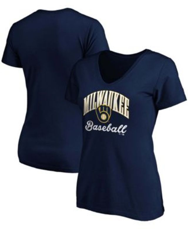 Milwaukee Brewers Fanatics Branded Women's Iconic Pinstripe Raglan