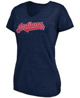 Cleveland Indians Fanatics Branded Women's Core Team Long Sleeve V-Neck T- Shirt - Navy