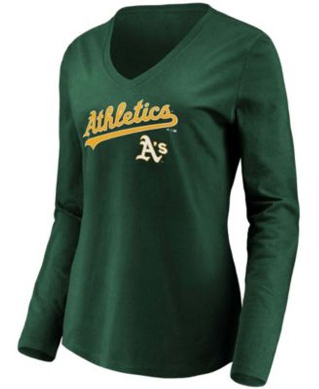 Fanatics Women's Gold-Tone Oakland Athletics Team Logo Lockup V-Neck T-Shirt