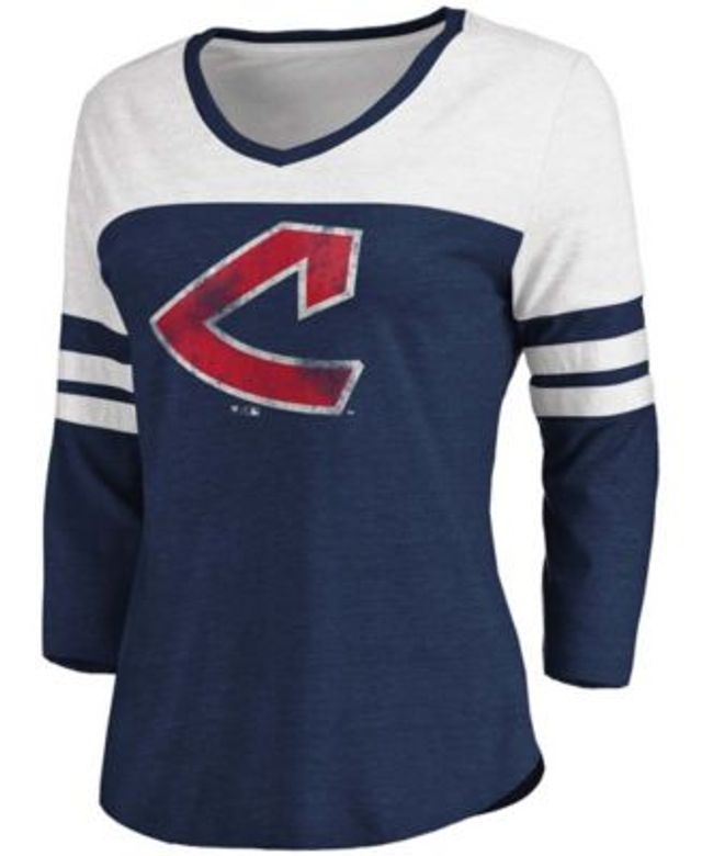 Men's Stitches Navy/Red Cleveland Indians Cooperstown Collection V-Neck Team Color Jersey Size: Small
