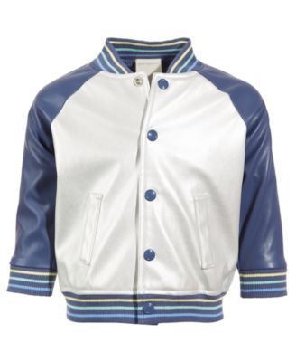 Baby Boys Metallic Faux Leather Bomber Jacket, Created for Macy's 