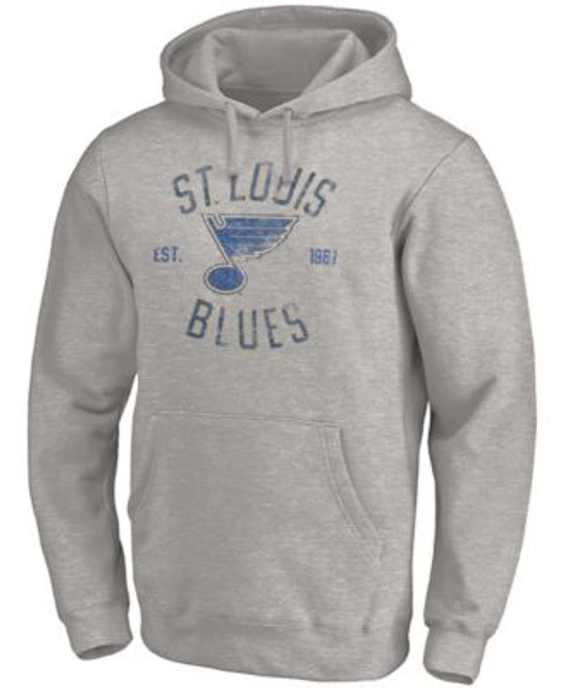 Fanatics Men's Heathered Gray St. Louis Blues Heritage Pullover Hoodie