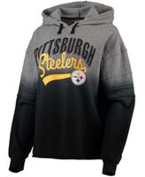 Women's Pittsburgh Steelers White Lizzy Cut Off Hoodie