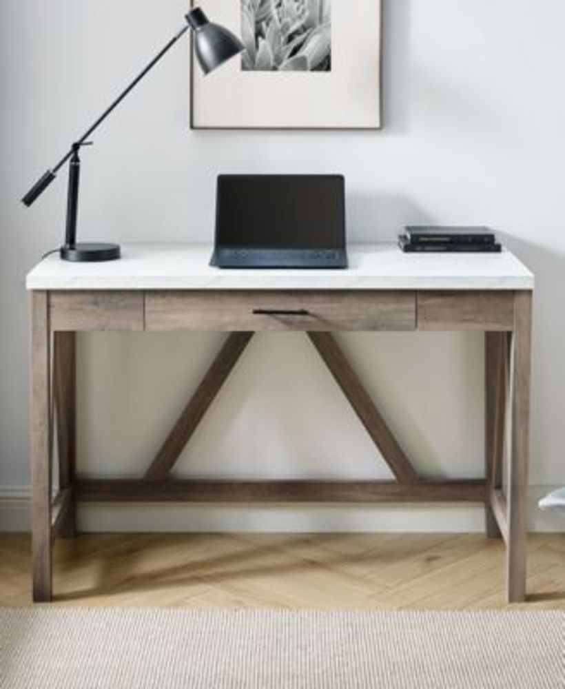46" A Frame Modern Farmhouse Wood Computer Desk with Drawer