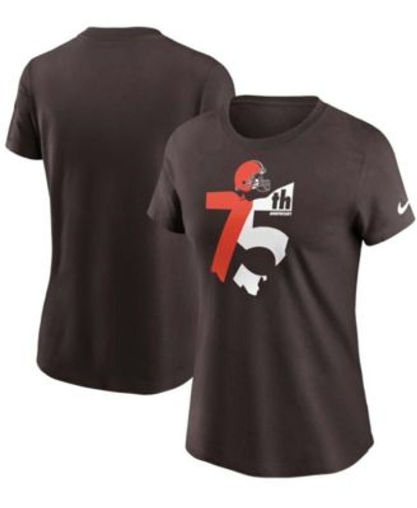 Women's Cleveland Browns Brown 75th Anniversary State T-Shirt