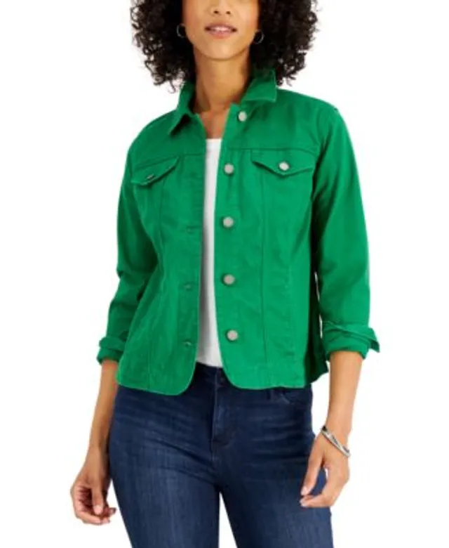 Charter Club Floral Jacquard Denim Jacket, Created for Macy's - Macy's