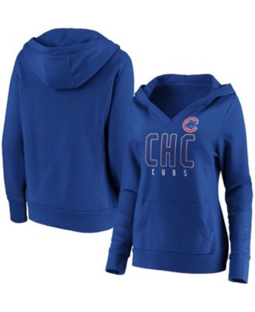 Chicago Cubs Fanatics Branded Women's Official Logo V-Neck T-Shirt - Gray