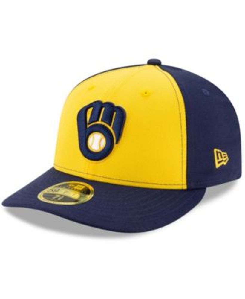 Milwaukee Brewers New Era Retro 59FIFTY Fitted Hat - Stone/Navy