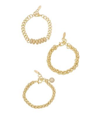 Gold-Plated Chain Stacking Bracelet Set of 3