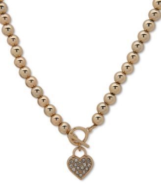 Gold-Tone Crystal Heart Pendant Necklace, 16" + 3" extender