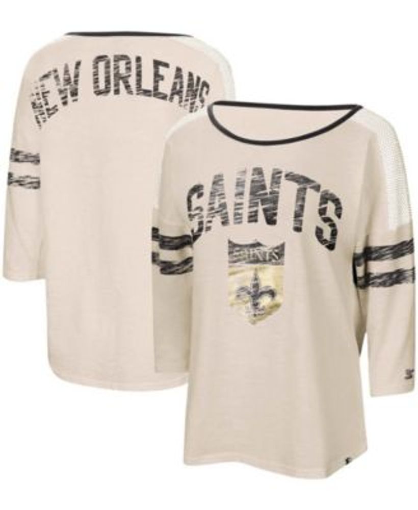 Starter Women's White, Black New Orleans Saints Highlight Scoop Neck 3/4  Sleeve T-shirt