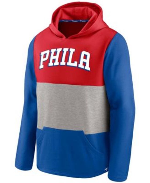 Men's New Era Royal/Red New York Giants Colorblock Throwback Pullover Hoodie