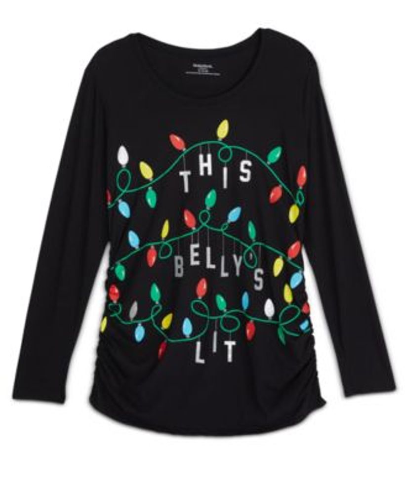 Plus Size The Belly's Lit Graphic-Print Maternity Top